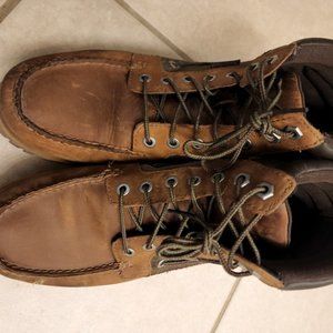 Men's Timberland OAKWELL 7 eye Moc Toe Wheat Nubuck hiking boots size 9.5